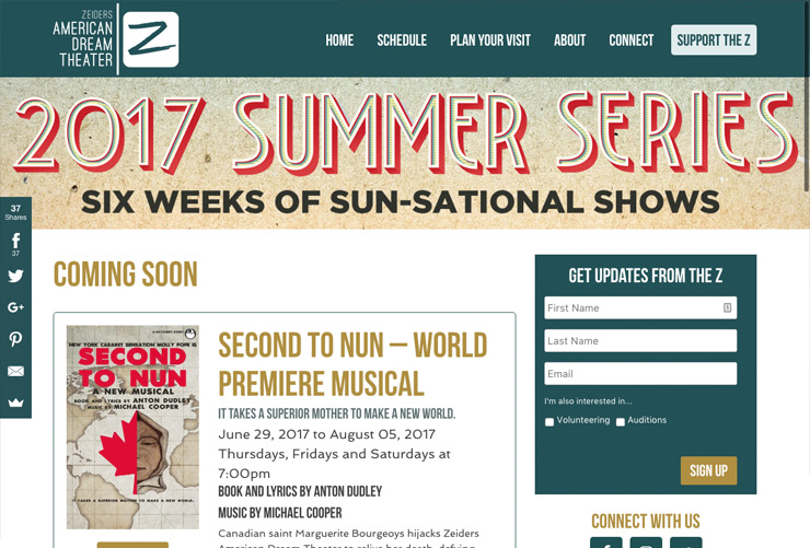 Zeiders American Dream Theater Web Design and Web Development by Joel McDonald
